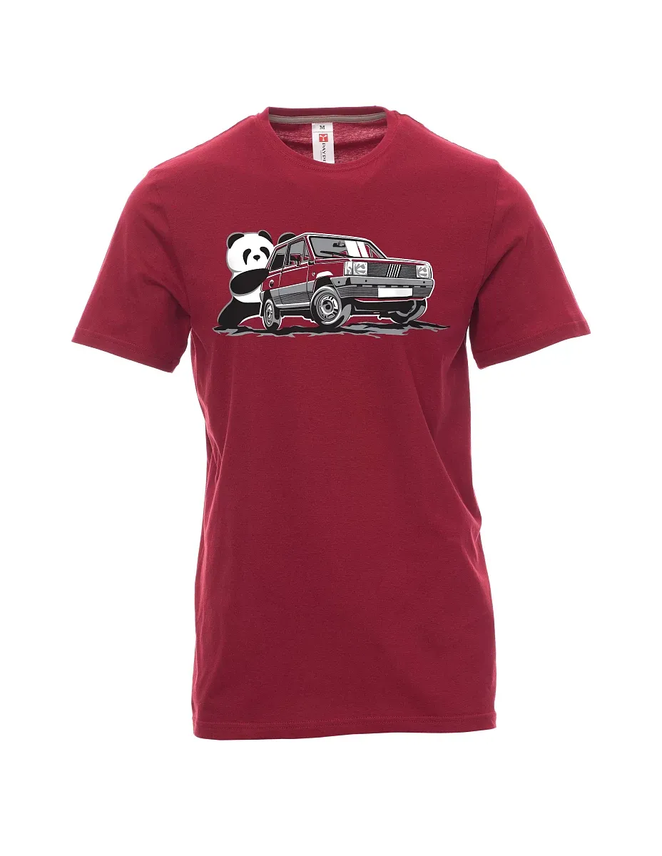 Dunkelrotes T-Shirt für Männer Der italienische Veteran F Panda