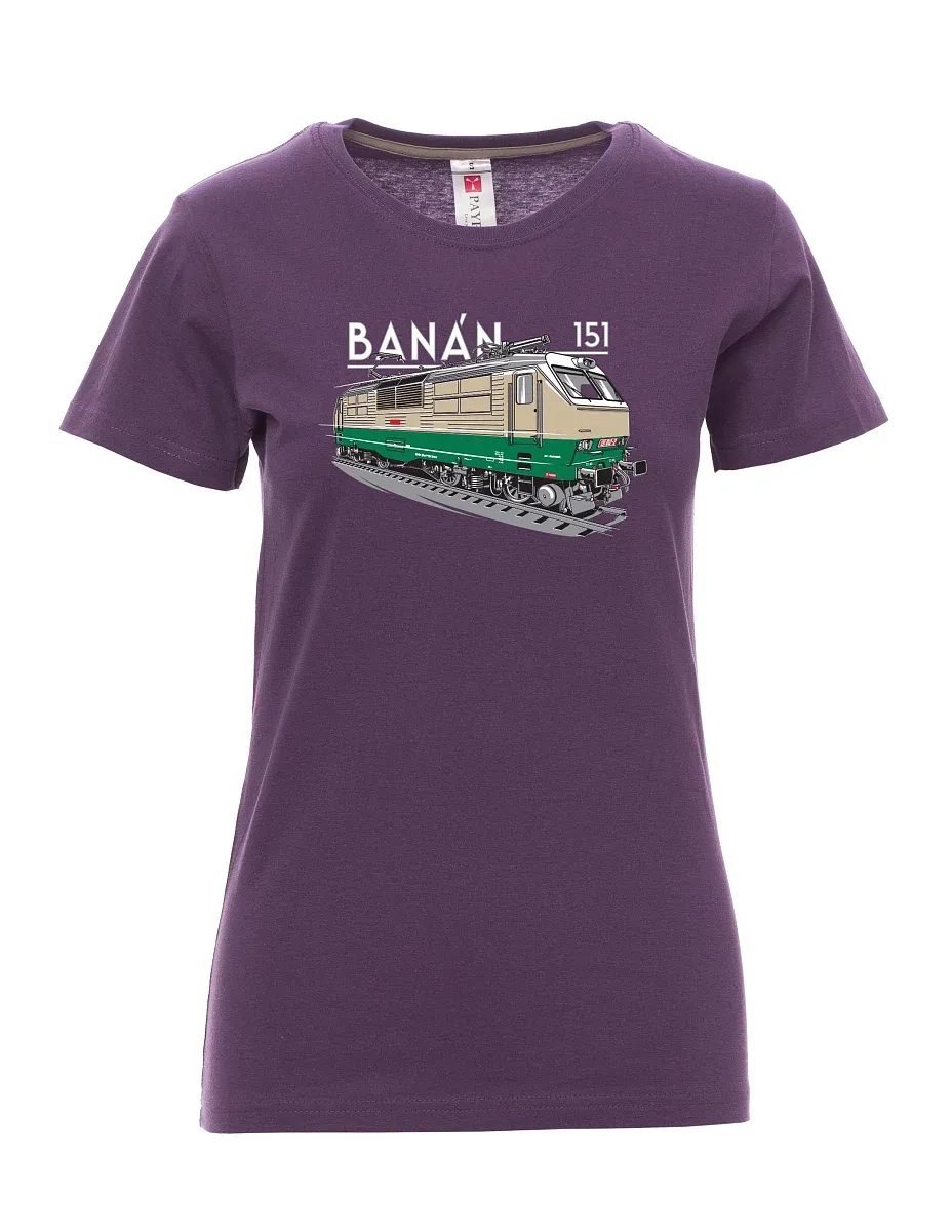 Violett T-Shirt für Damen Elektrolokomotive 151 "Banane"
