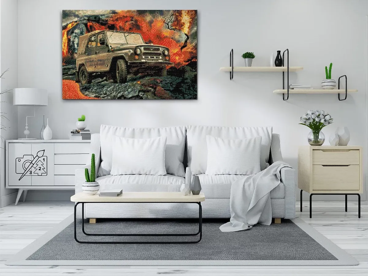Diamond painting by numbers - picture of veteran UAZ 469