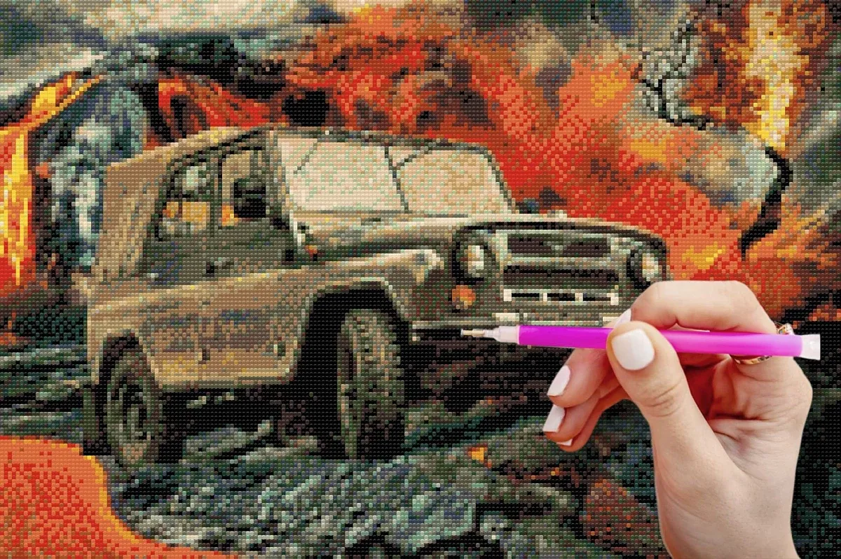 Diamond painting by numbers - picture of veteran UAZ 469