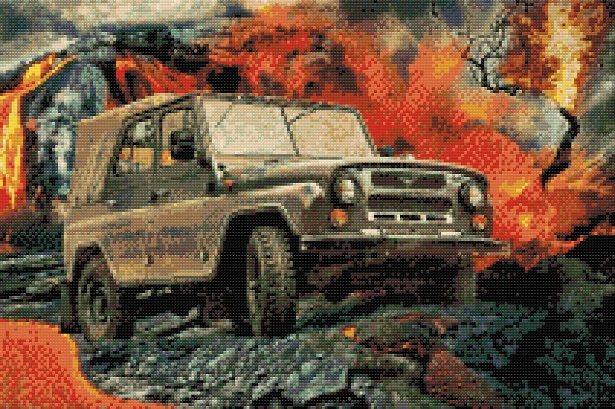 Diamond painting by numbers - picture of veteran UAZ 469