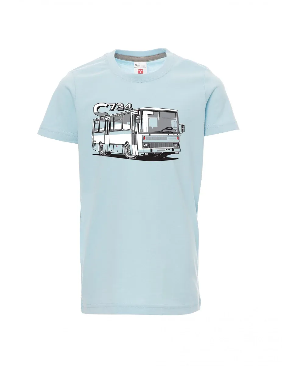 Blassblaues Kinder T-Shirt Bus C734