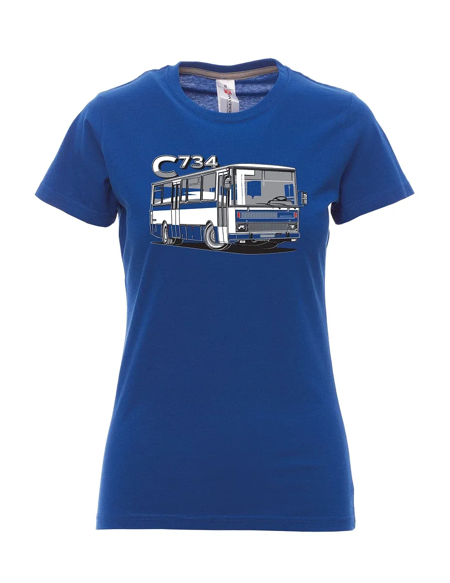 Königsblaues T-Shirt für Damen Bus C734