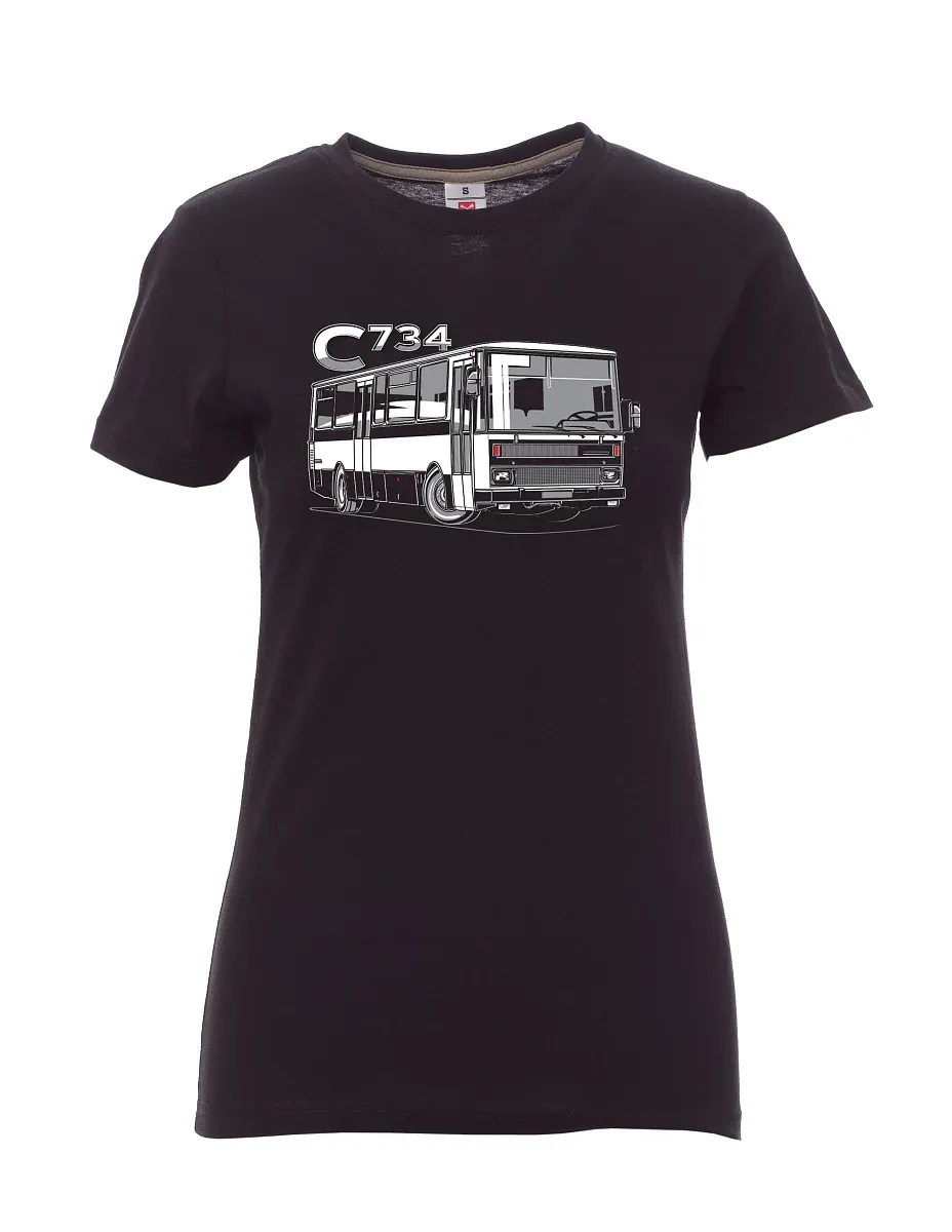 Schwarzes T-Shirt für Damen Bus C734