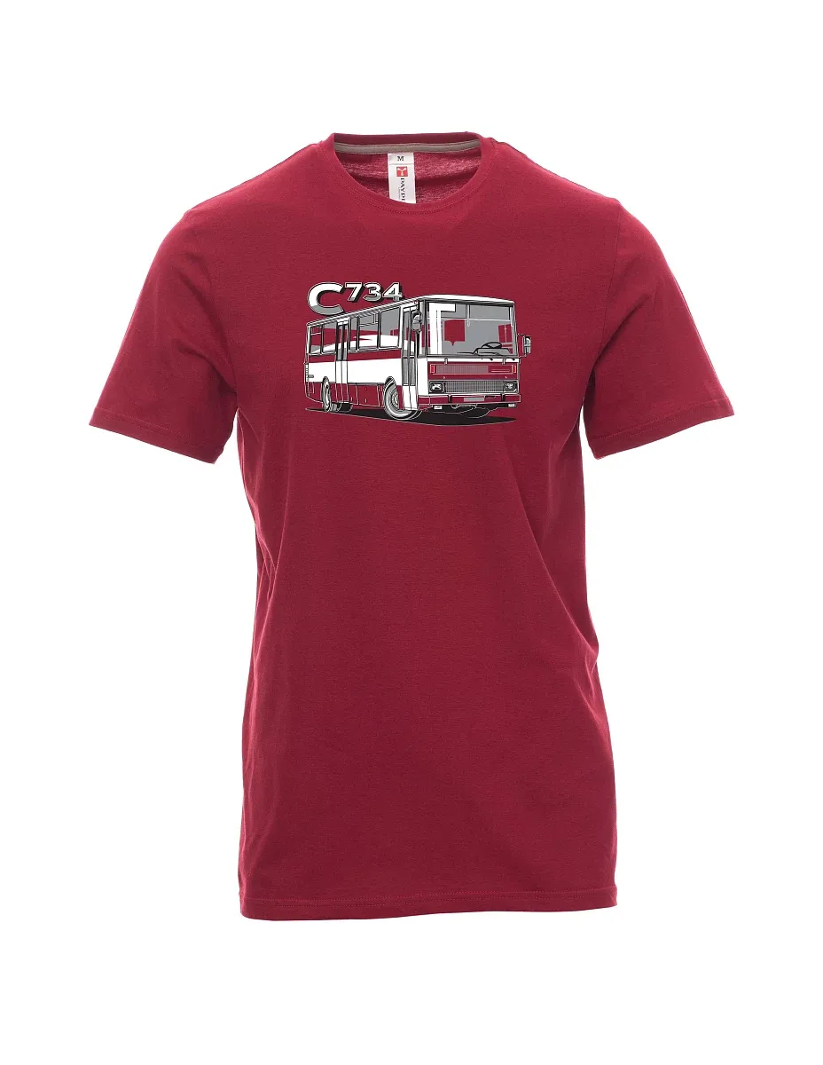 Dunkelrotes T-Shirt für Männer Bus C734