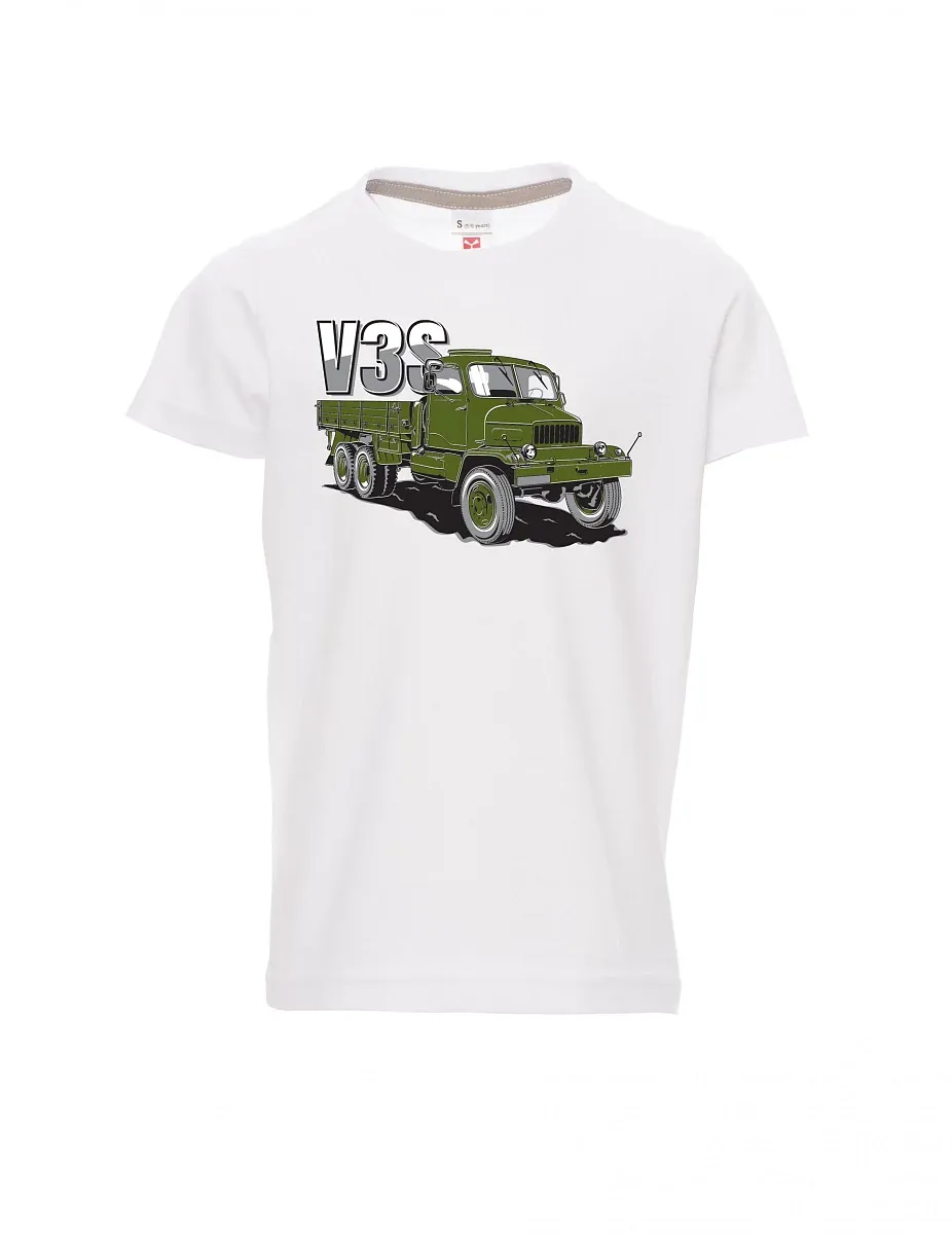 Weißes Kinder T-Shirt LKW V3S Flachbett-LKW