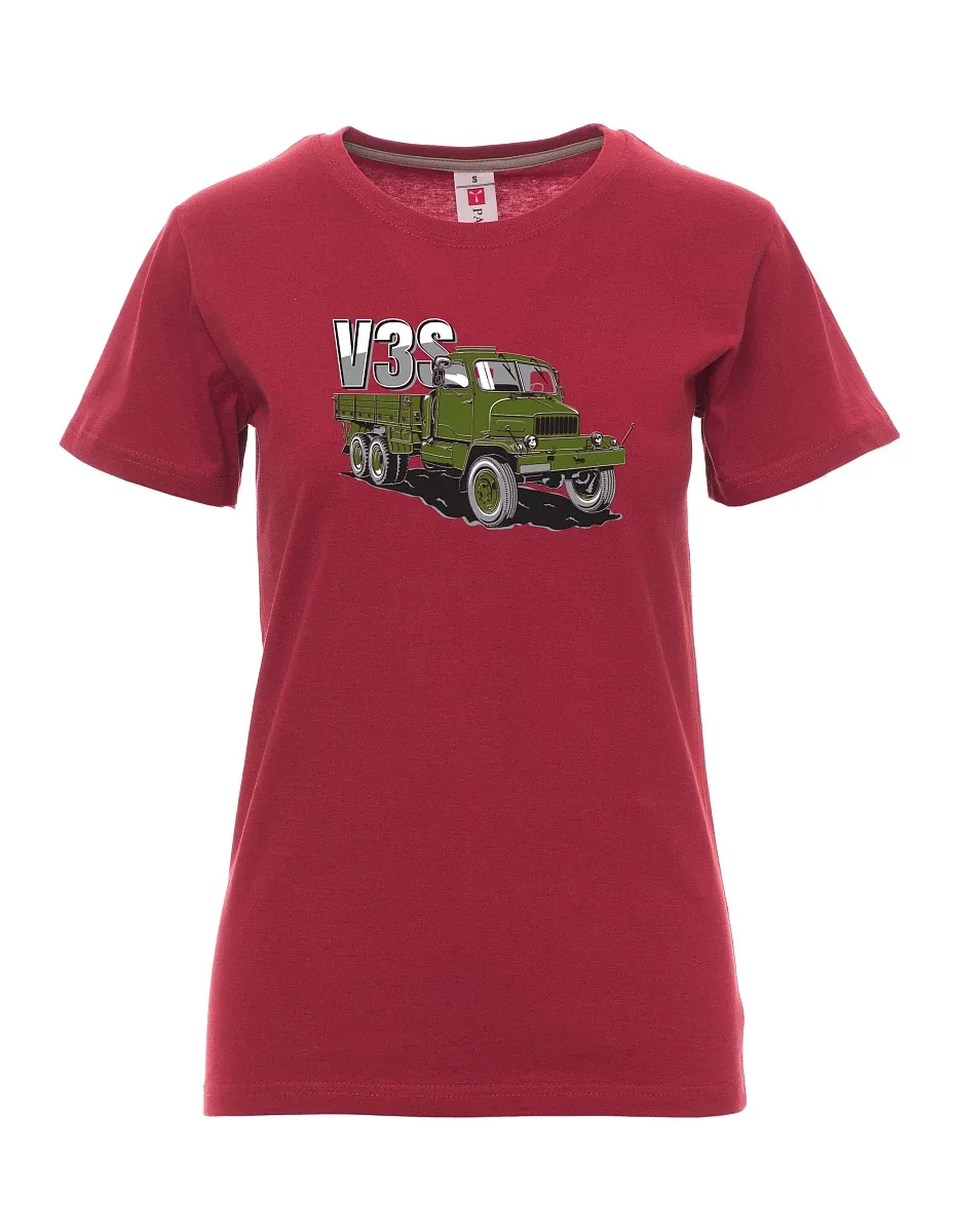Bordeaux T-Shirt für Damen LKW V3S Flachbett-LKW