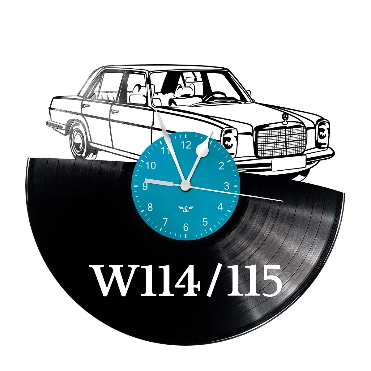 Schallplattenuhr mit W114/115-Motiv