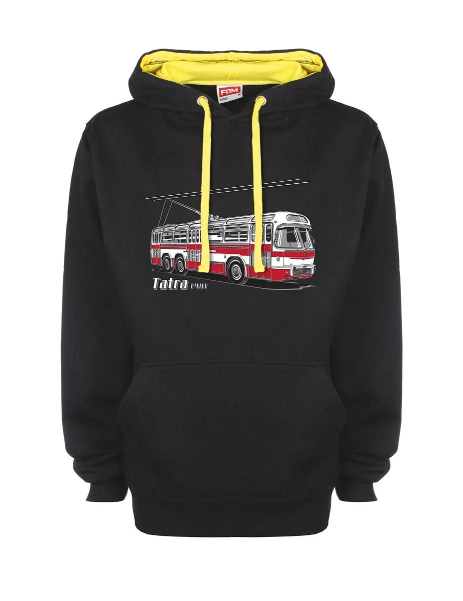 Gelb-schwarzes Sweatshirt mit Wagen  T401