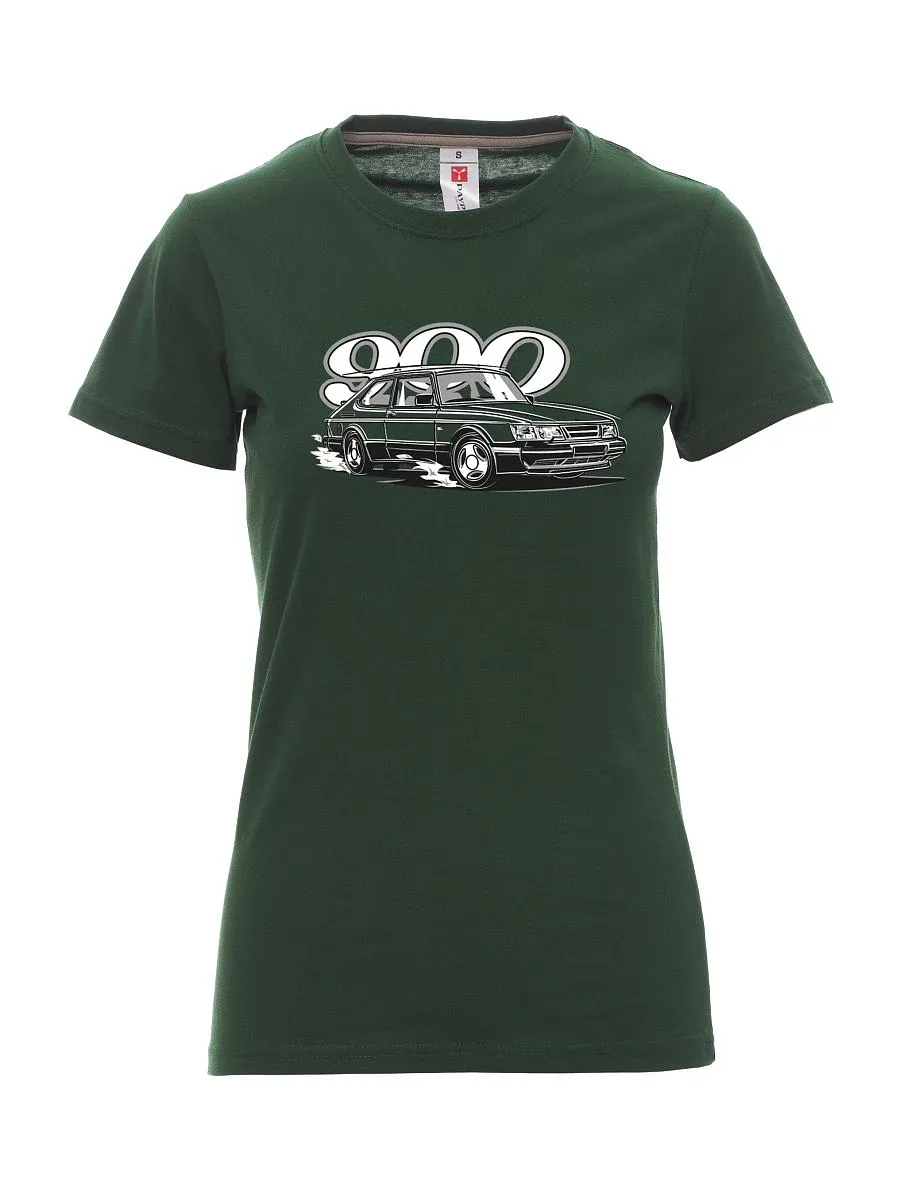 Dunkelgrün T-Shirt für Damen Saab 900
