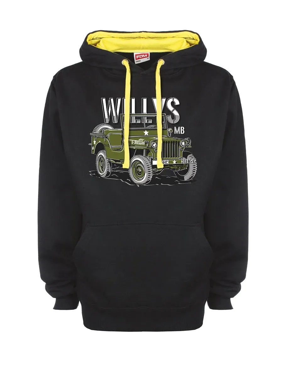 Gelb-schwarzes Sweatshirt mit Willys MB