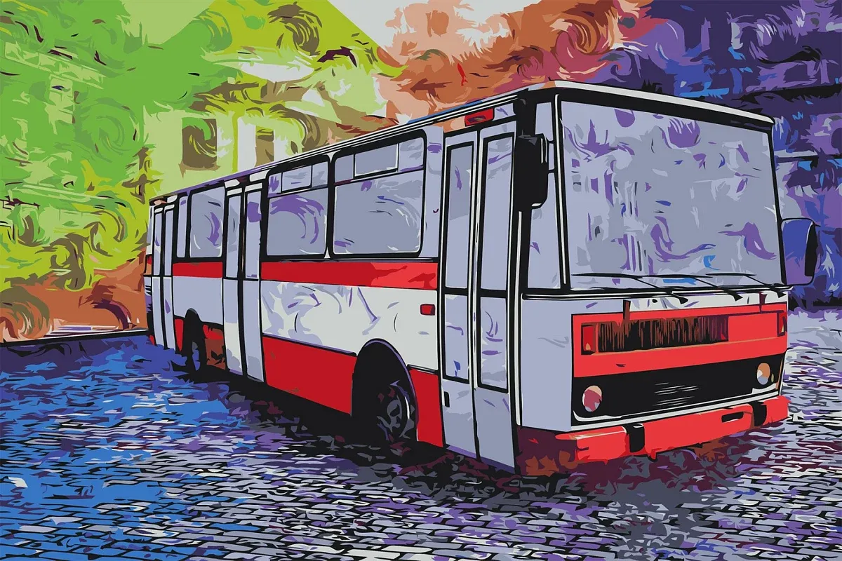 Malen nach Zahlen - Bild von Veteran Bus