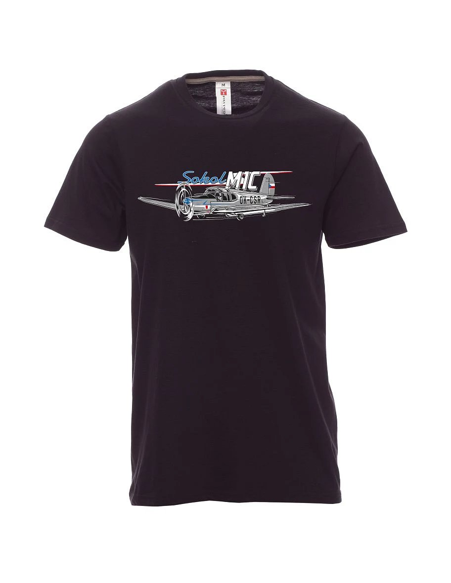 Schwarzes T-Shirt für Männer Flugzeug Sokol