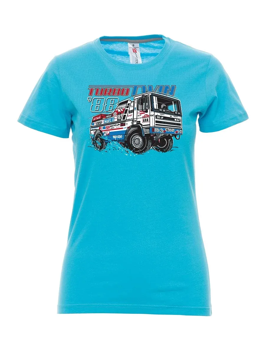 Atoll-blaues T-Shirt für Damen TurboTwin aus Dakar 1988