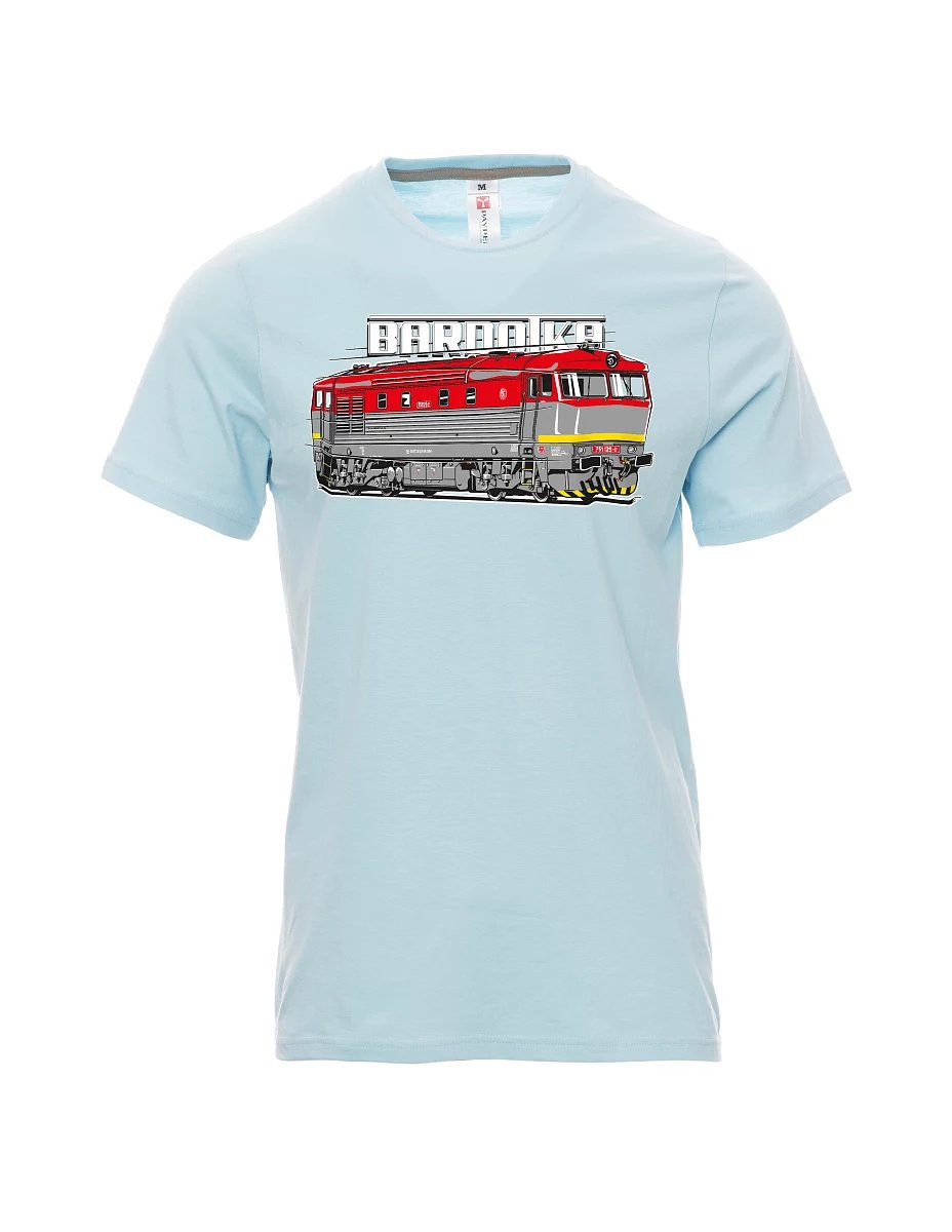 Blassblaues T-Shirt für Männer Lokomotive Bardotka
