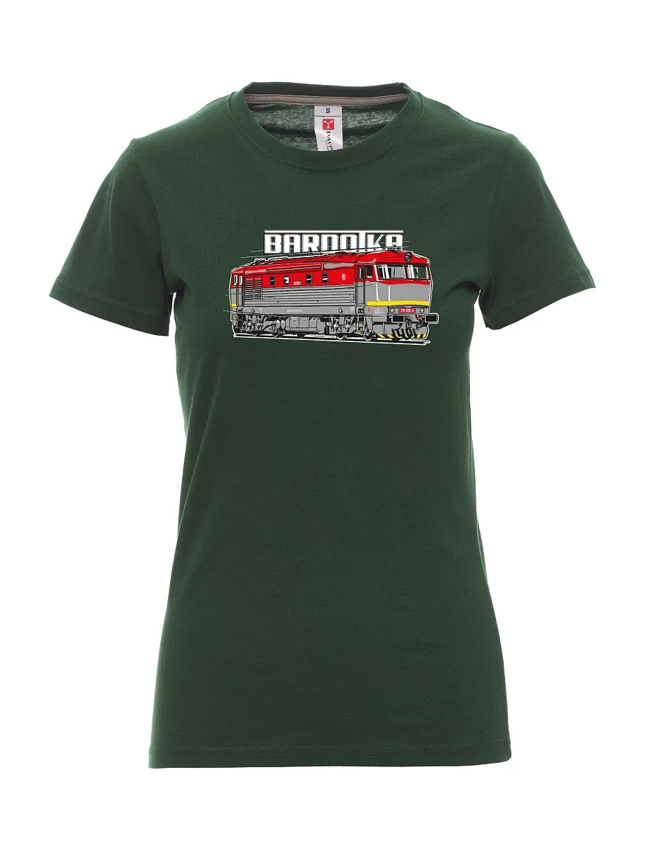 Dunkelgrün T-Shirt für Damen Lokomotive Bardotka