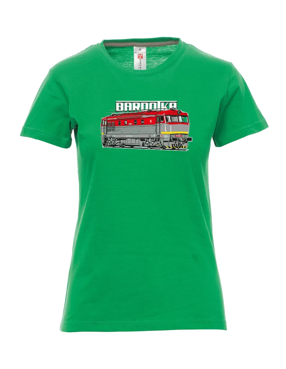 Grünes T-Shirt für Damen Lokomotive Bardotka