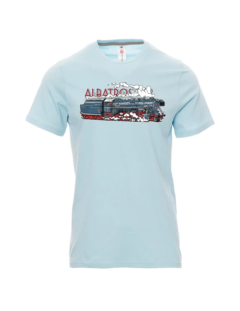 Blassblaues T-Shirt für Männer Lokomotive Albatros