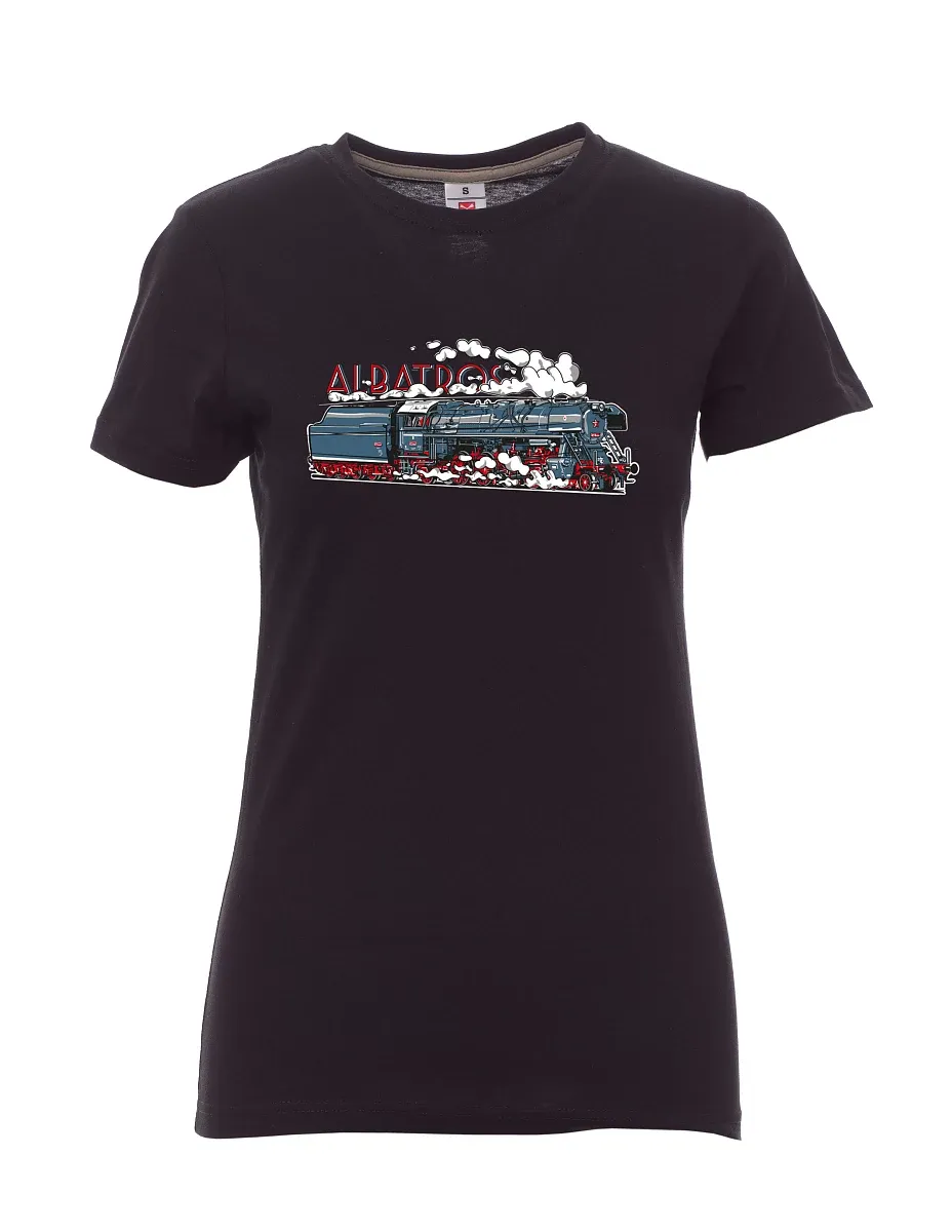 Schwarzes T-Shirt für Damen Lokomotive Albatros