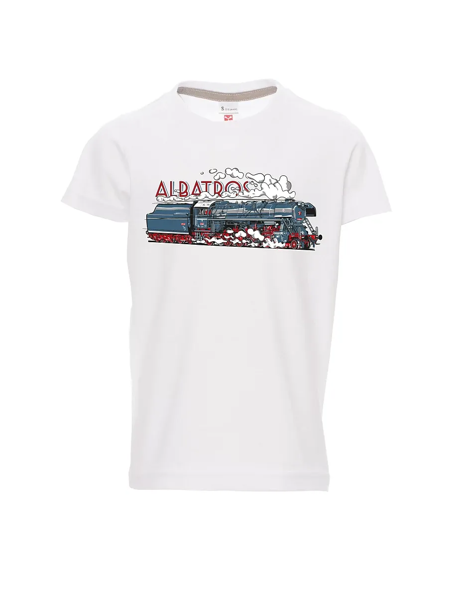 Weißes Kinder T-Shirt Lokomotive Albatros
