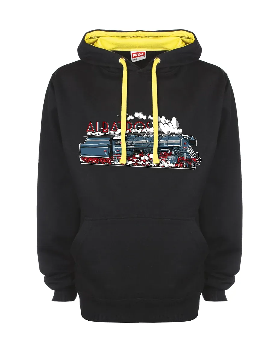 Gelb-schwarzes Sweatshirt mit Lokomotive Albatros