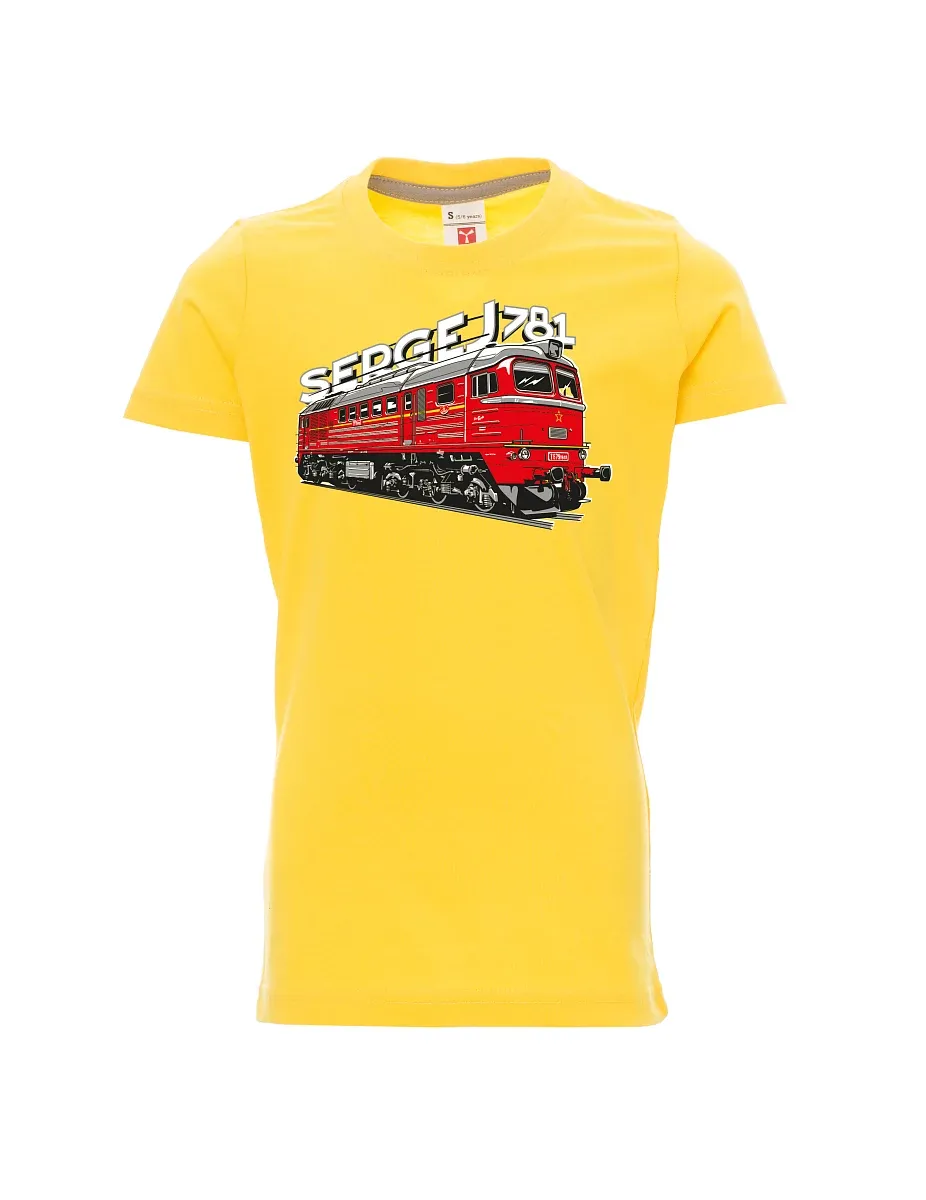 Gelbes Kinder T-Shirt Lokomotive 781 "Sergej" (M62)