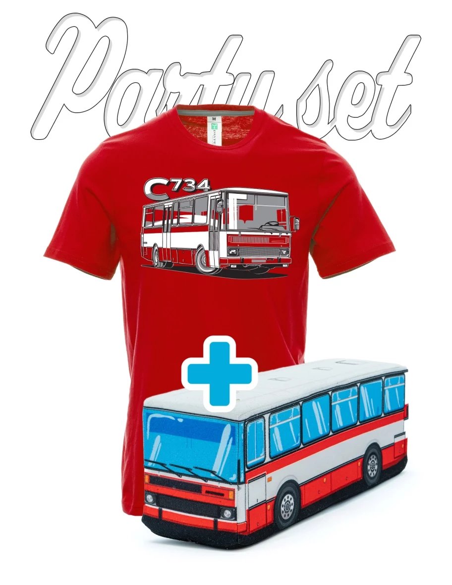 Party-Set T-Shirts mit Plüschtier zum Motiv des Bus