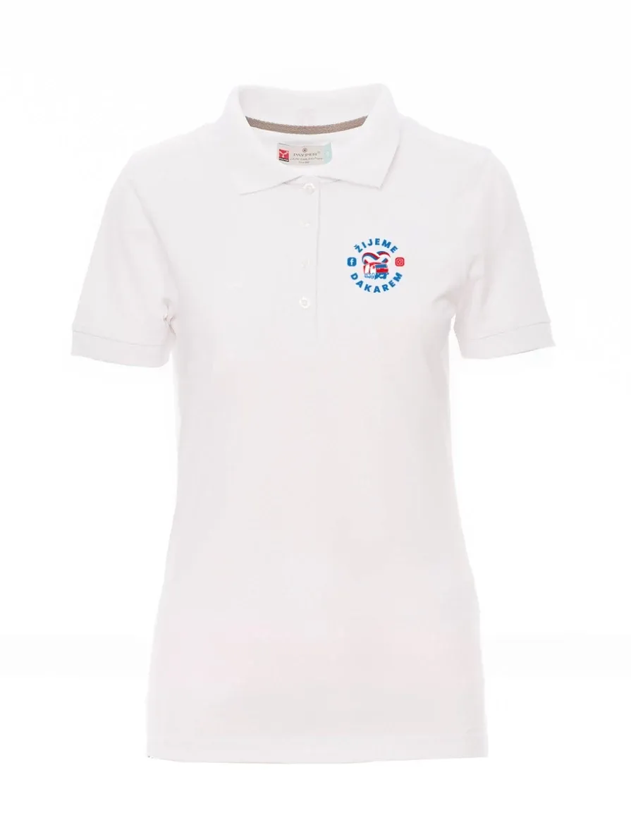 Weißes Damen-Poloshirt Wir leben in Dakar