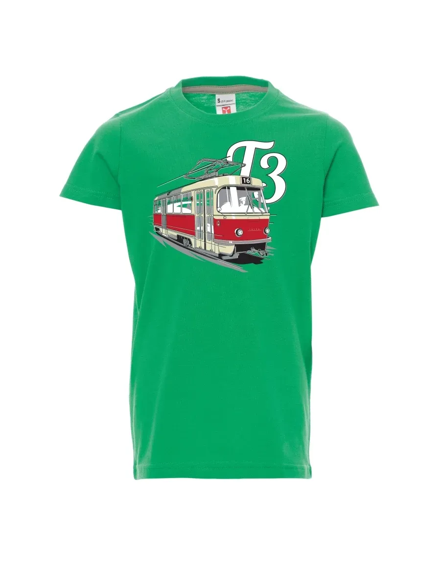 Grünes Kinder T-Shirt Straßenbahn T3