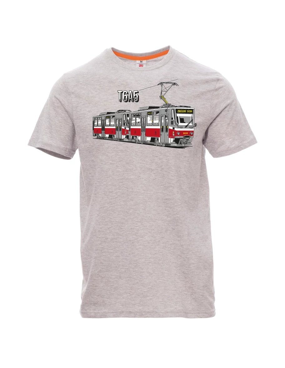 Grau melange T-Shirt für Männer Straßenbahn T6A5