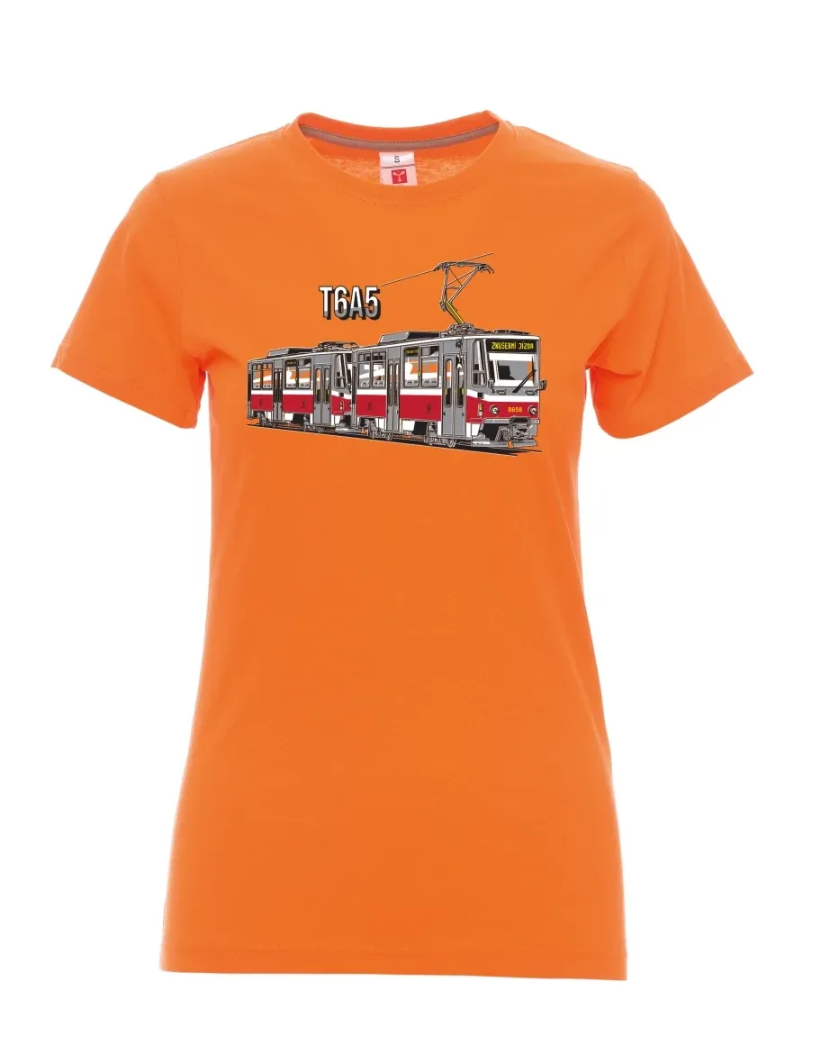 Orange T-Shirt für Damen Straßenbahn T6A5
