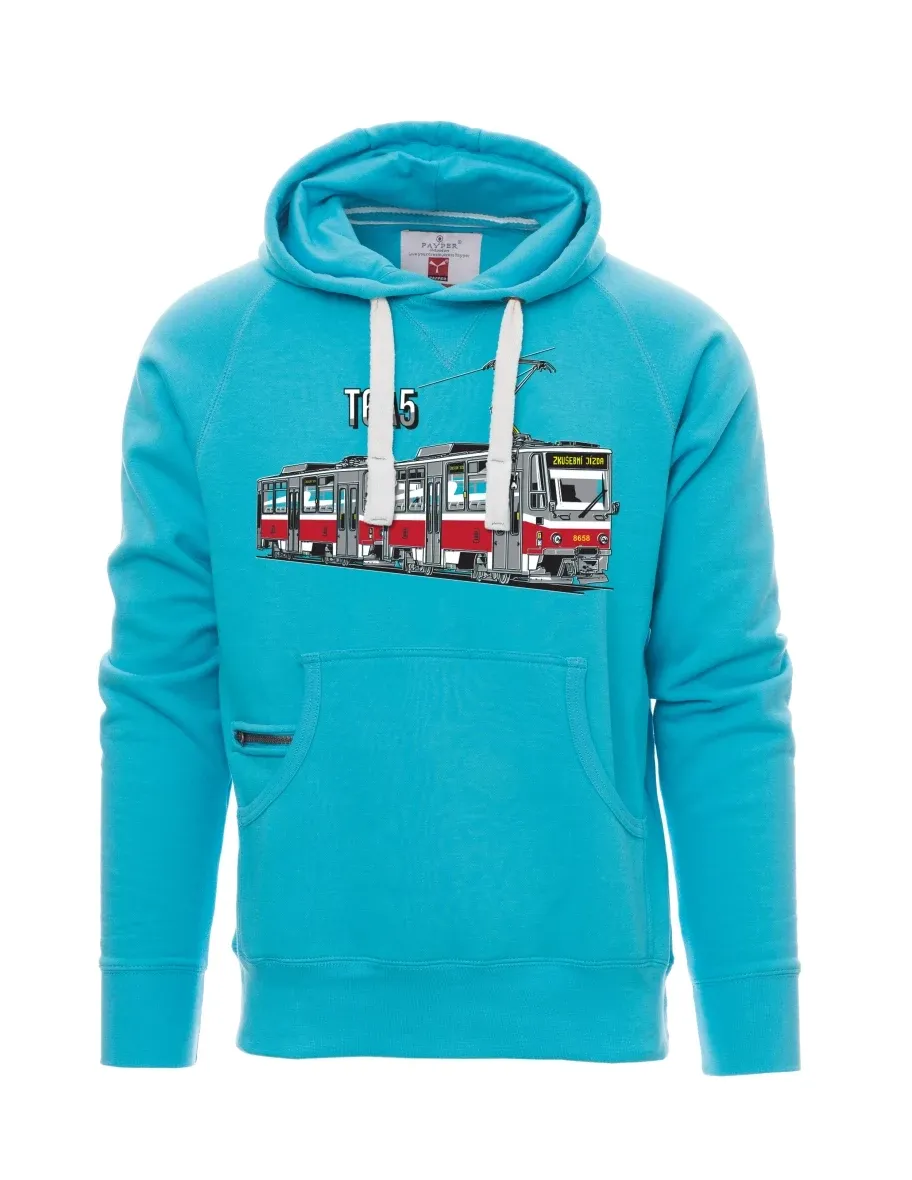 Hellblaues Sweatshirt für Männer Straßenbahn T6A5