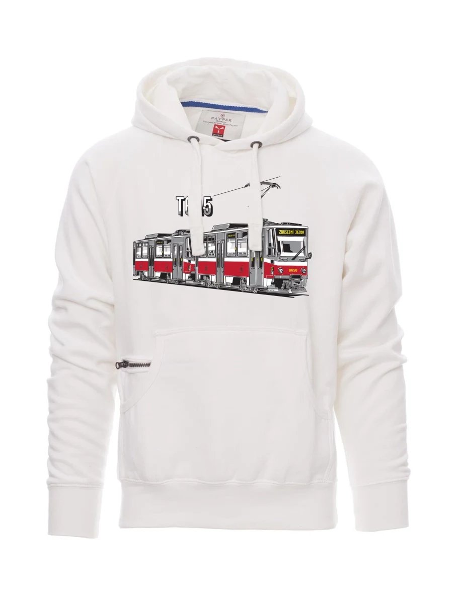 Weißes Sweatshirt für Männer Straßenbahn T6A5