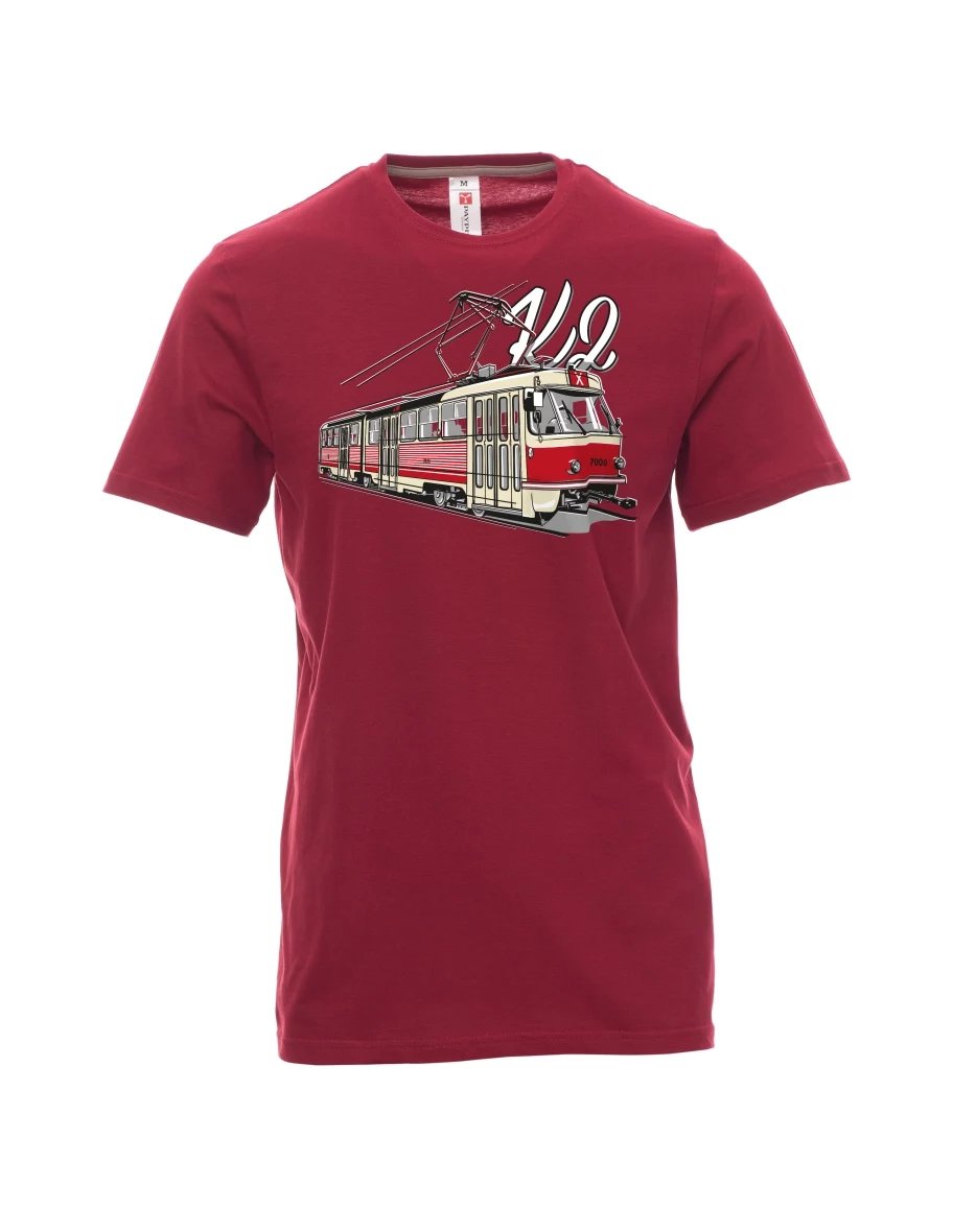 Dunkelrotes T-Shirt für Männer Straßenbahn K2