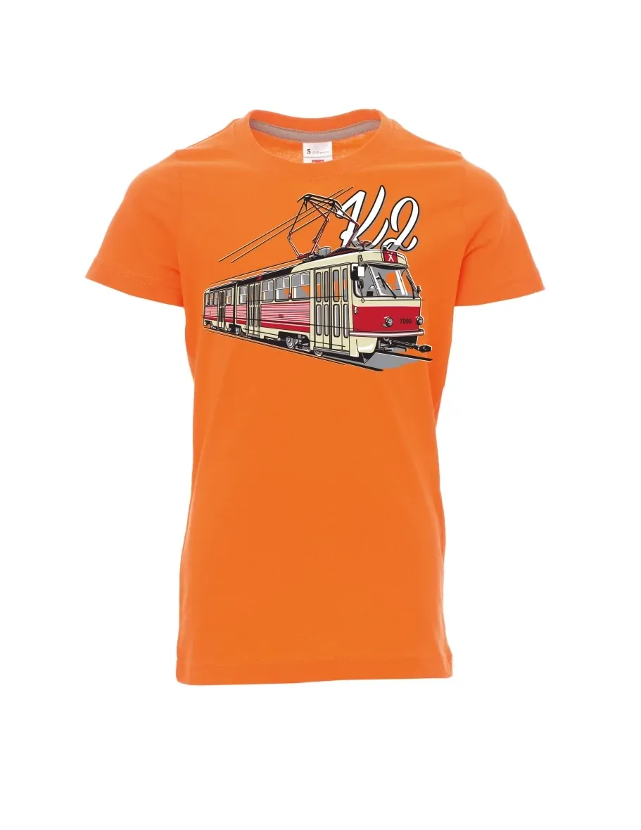 Orange Kinder T-Shirt Straßenbahn K2