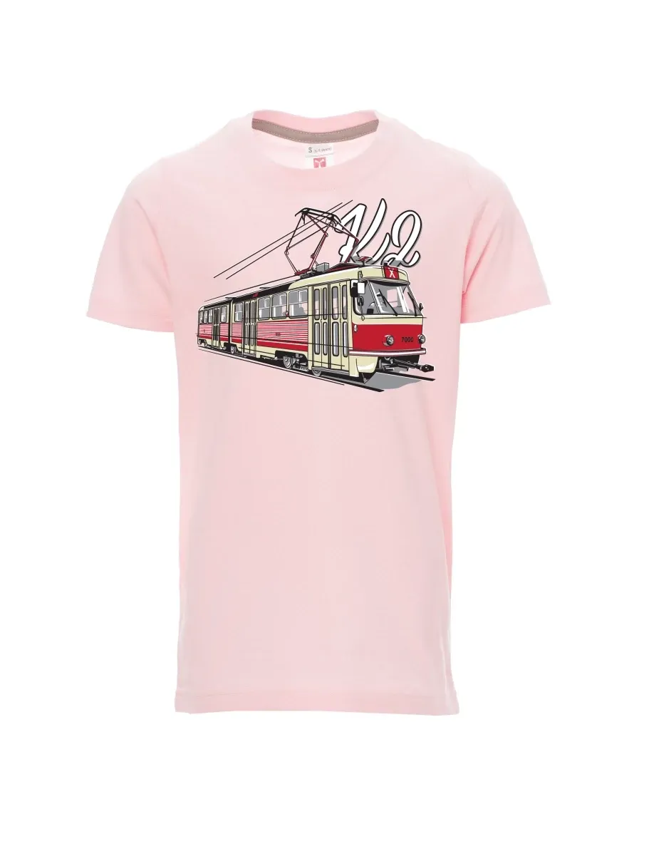 Hell-Pink Kinder T-Shirt Straßenbahn K2