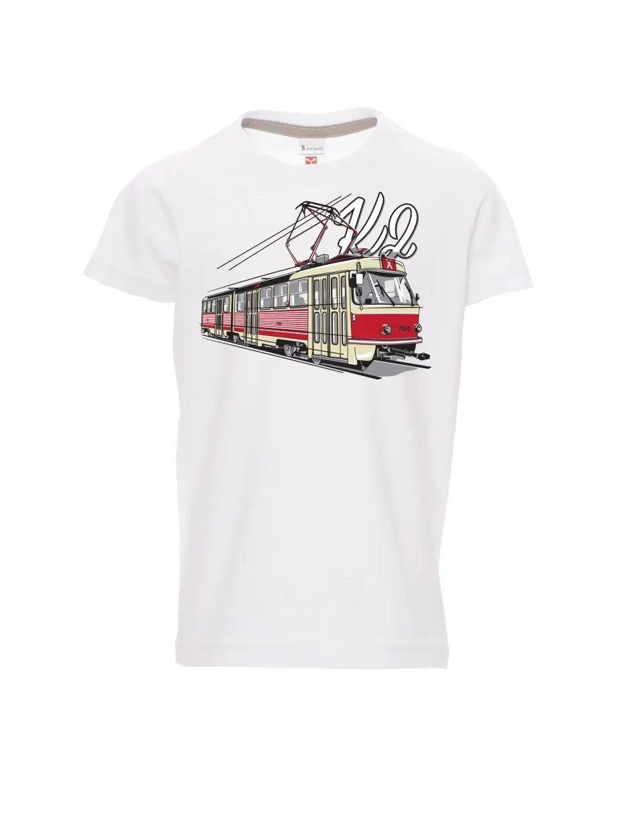 Weißes Kinder T-Shirt Straßenbahn K2