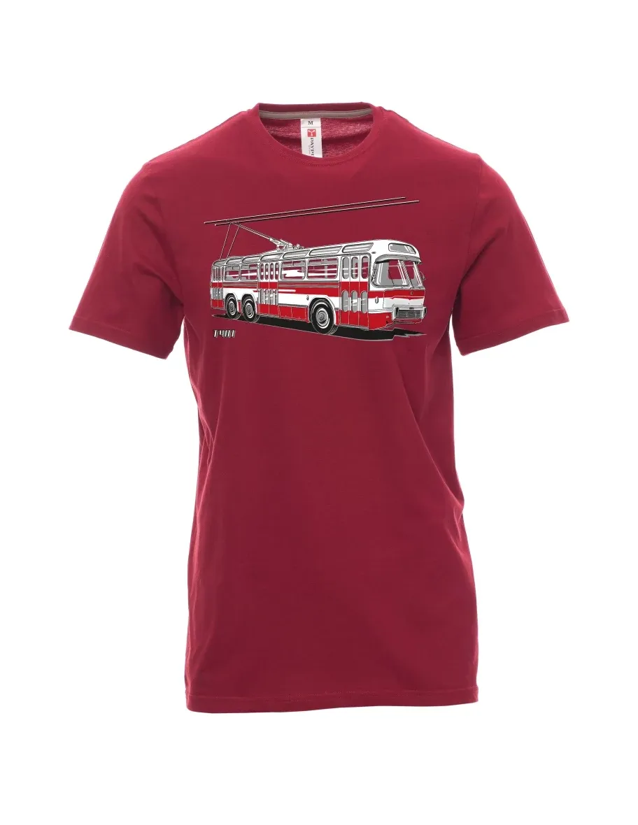 Dunkelrotes T-Shirt für Männer Wagen  T401