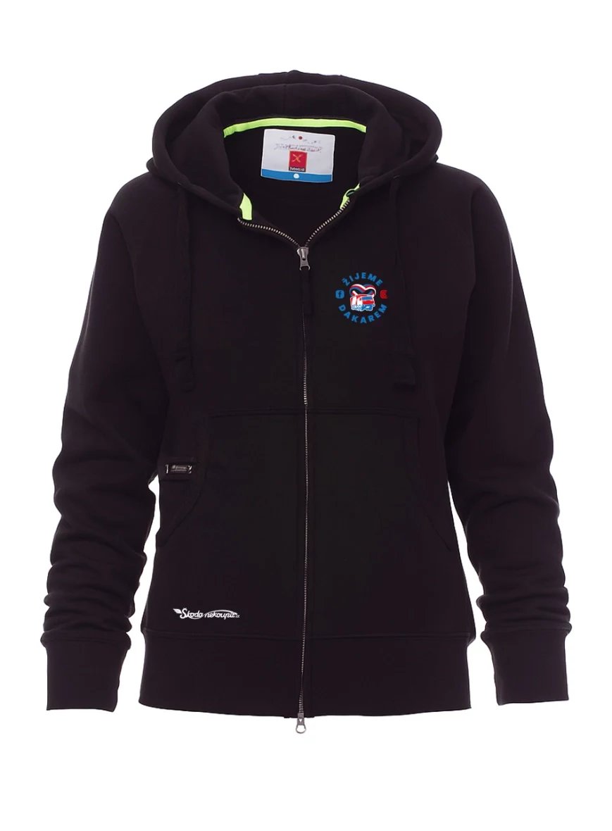 Schwarzer Damen Hoodie Live Dakar mit Kapuze und Reißverschluss
