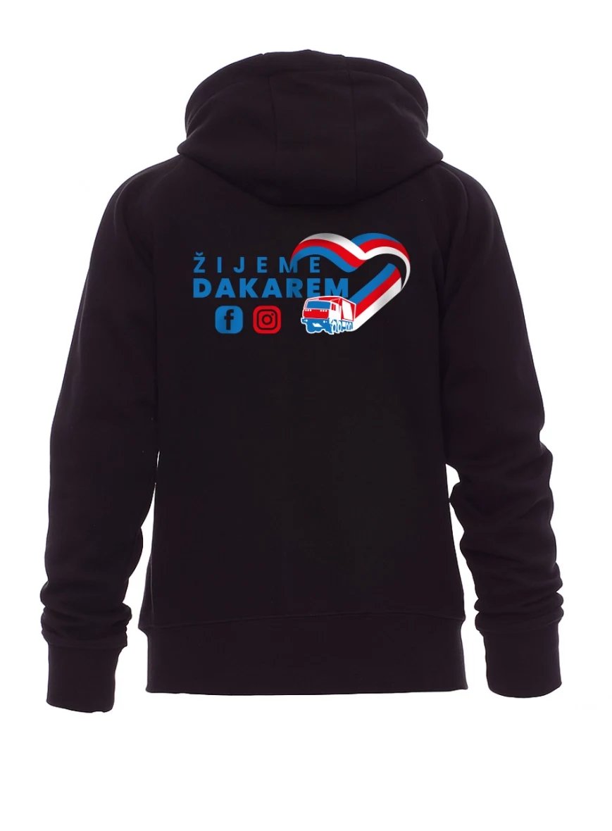 Schwarzer Damen Hoodie Live Dakar mit Kapuze und Reißverschluss