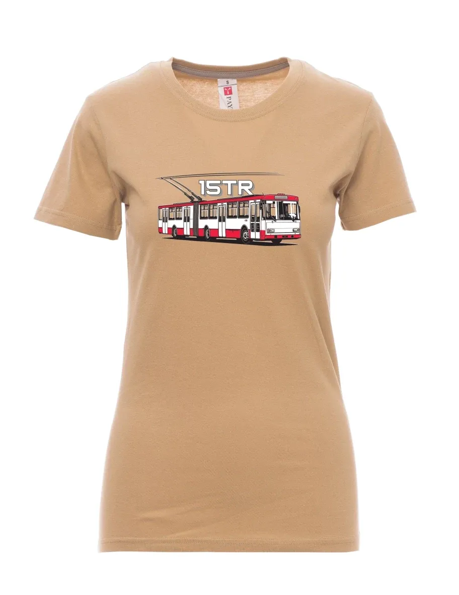 Braunes T-Shirt für Damen Oberleitungsbus 15TR