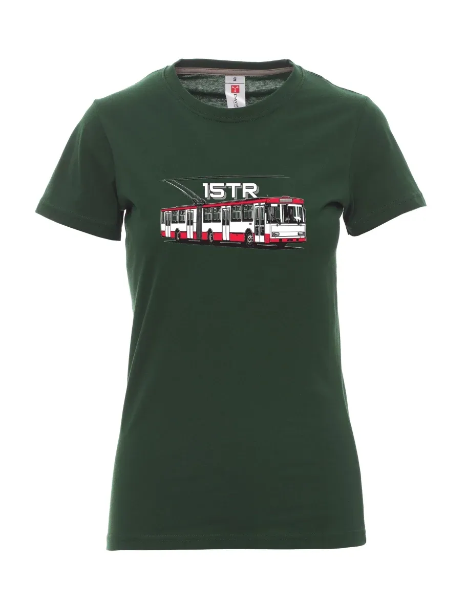Dunkelgrün T-Shirt für Damen Oberleitungsbus 15TR