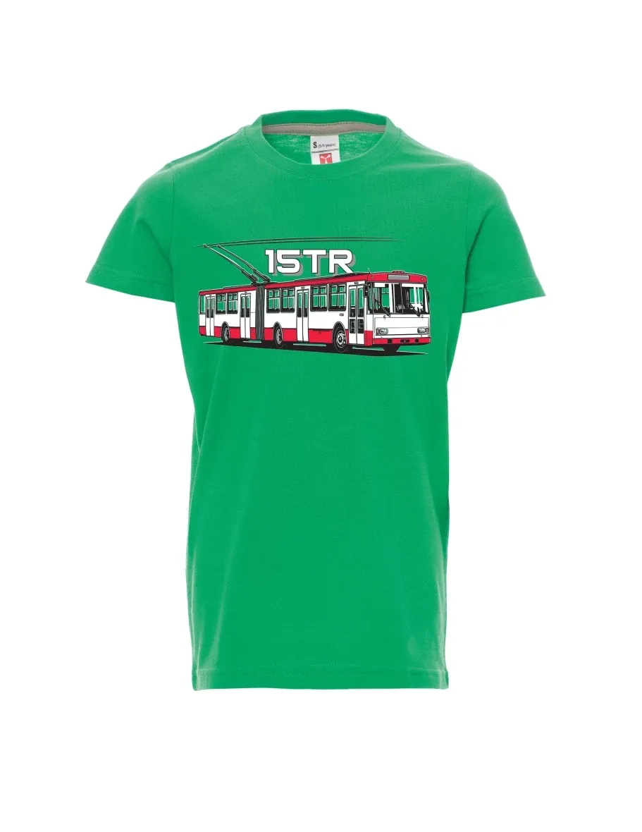 Grünes Kinder T-Shirt Oberleitungsbus 15TR