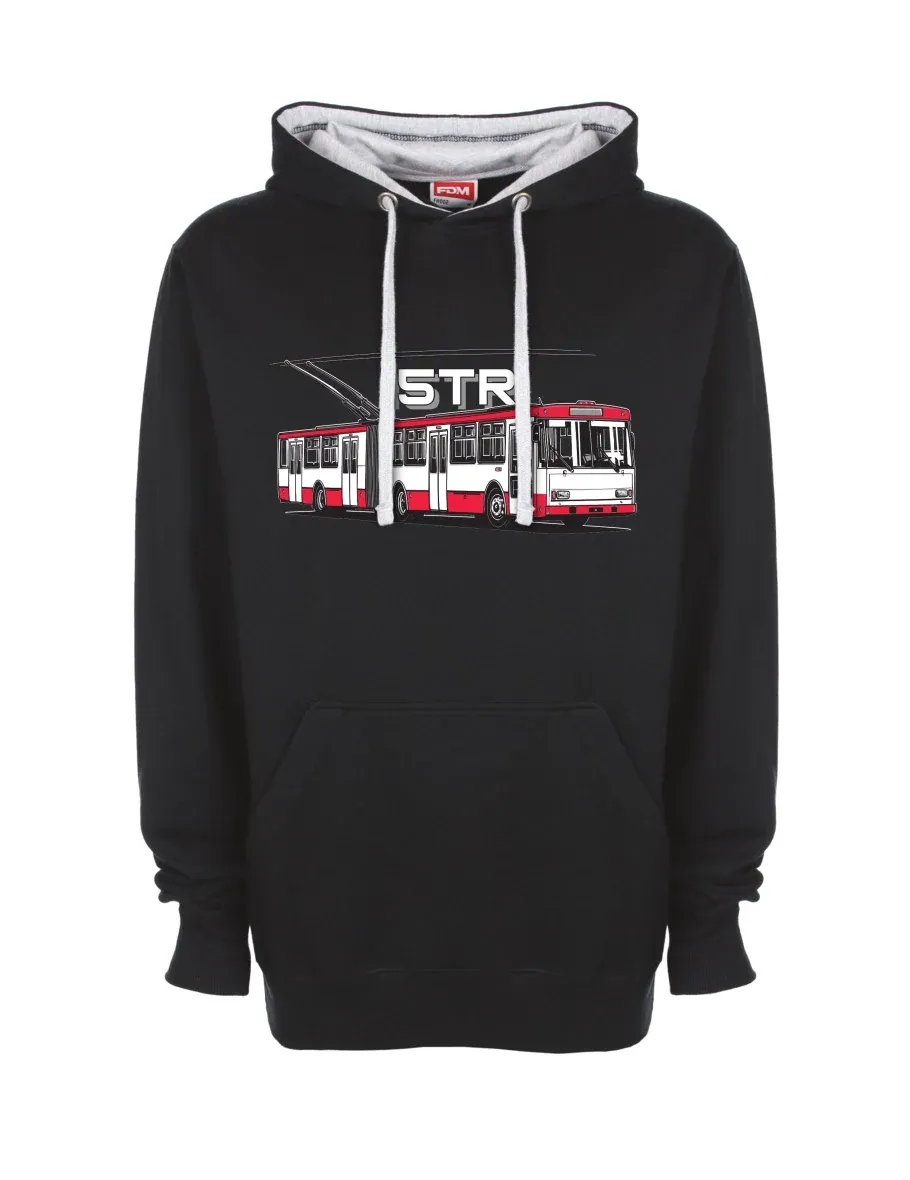 Grau-schwarzes Sweatshirt Oberleitungsbus 15TR