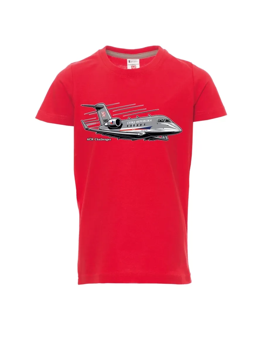 Rotes Kinder T-Shirt Flugzeug AČR Challenger