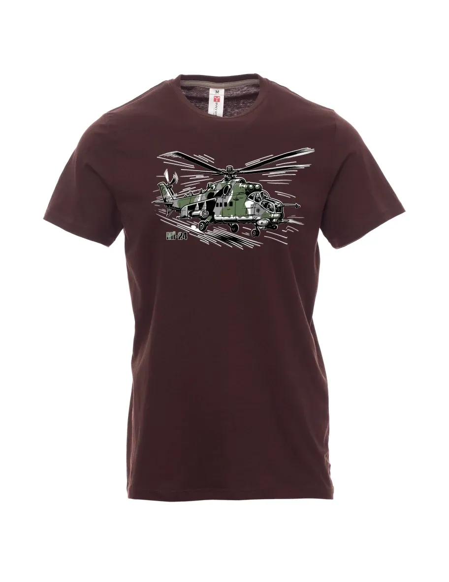 Dunkelbraun T-Shirt für Männer Hubschrauber Mi-24