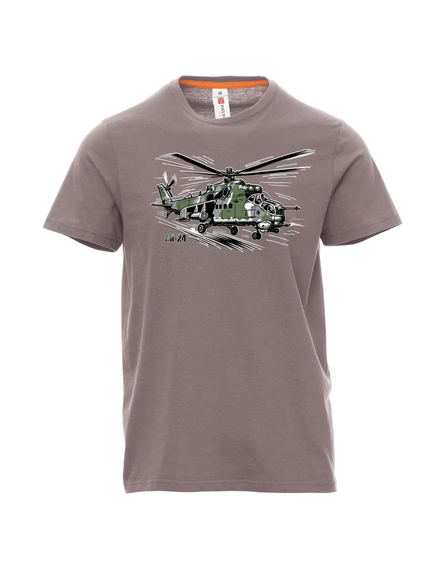Stahlgrau T-Shirt für Männer Hubschrauber Mi-24