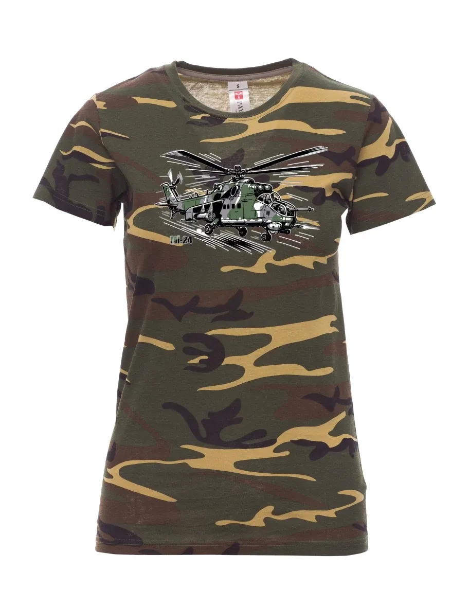 Tarnung T-Shirt für Damen Hubschrauber Mi-24