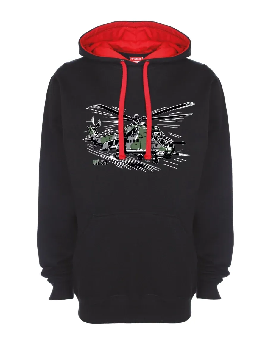 Rot-schwarzes Sweatshirt Hubschrauber Mi-24