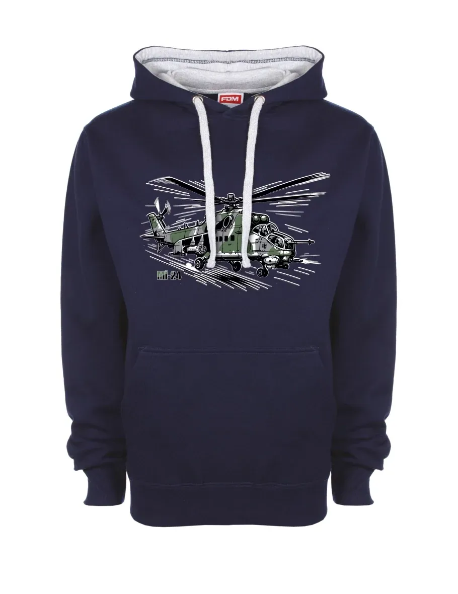 Grau-marines Sweatshirt Hubschrauber Mi-24
